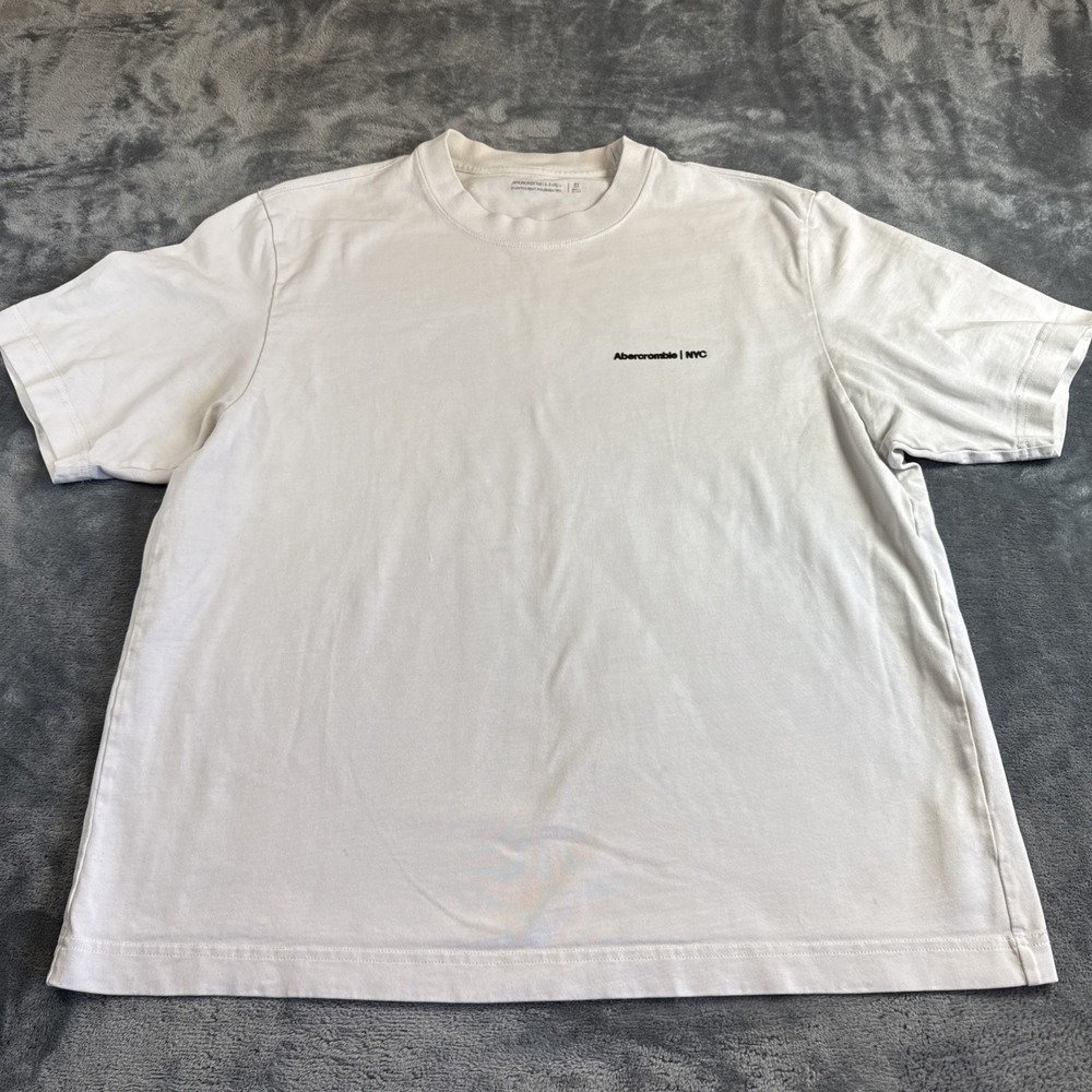 Abercrombie & Fitch Mens Polished Heavyweight Micro Logo Tee White Medium